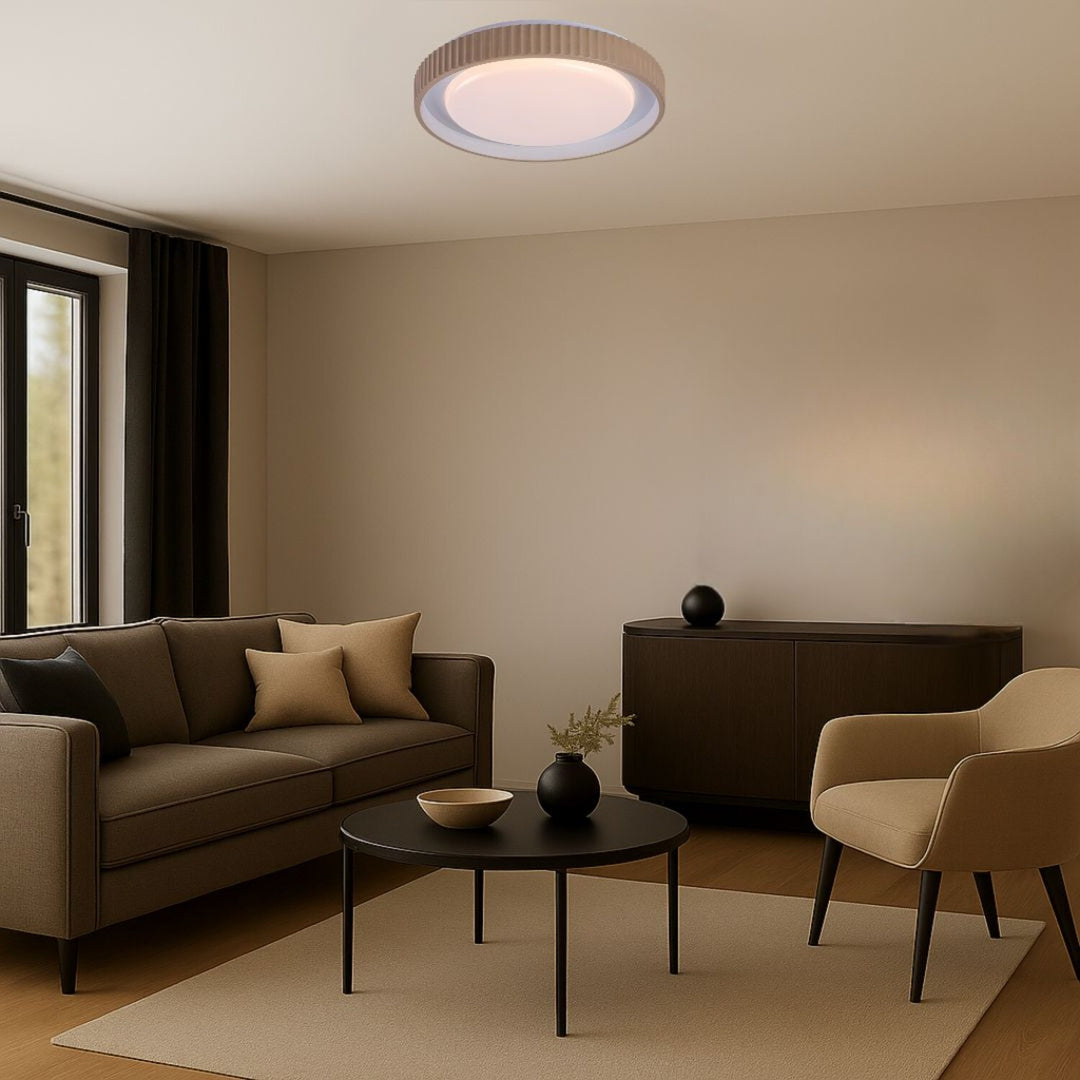 Pastello LED lámpa 48 W, IP20, szürke-bézs, 3000–6500 K, memóriafunkció távirányítóval, időzítőfunkció, éjszakai lámpa hatás, 71345