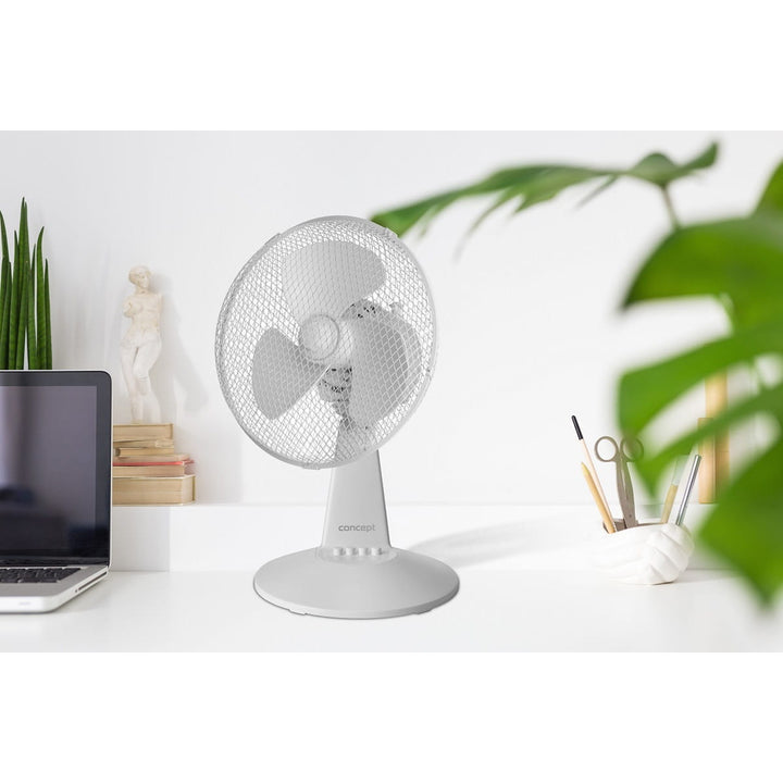 Concept asztali ventilátor, fehér színű, 3 sebességfokozat, oszcilláció, csendes működés, állítható dőlésszög, VS5040