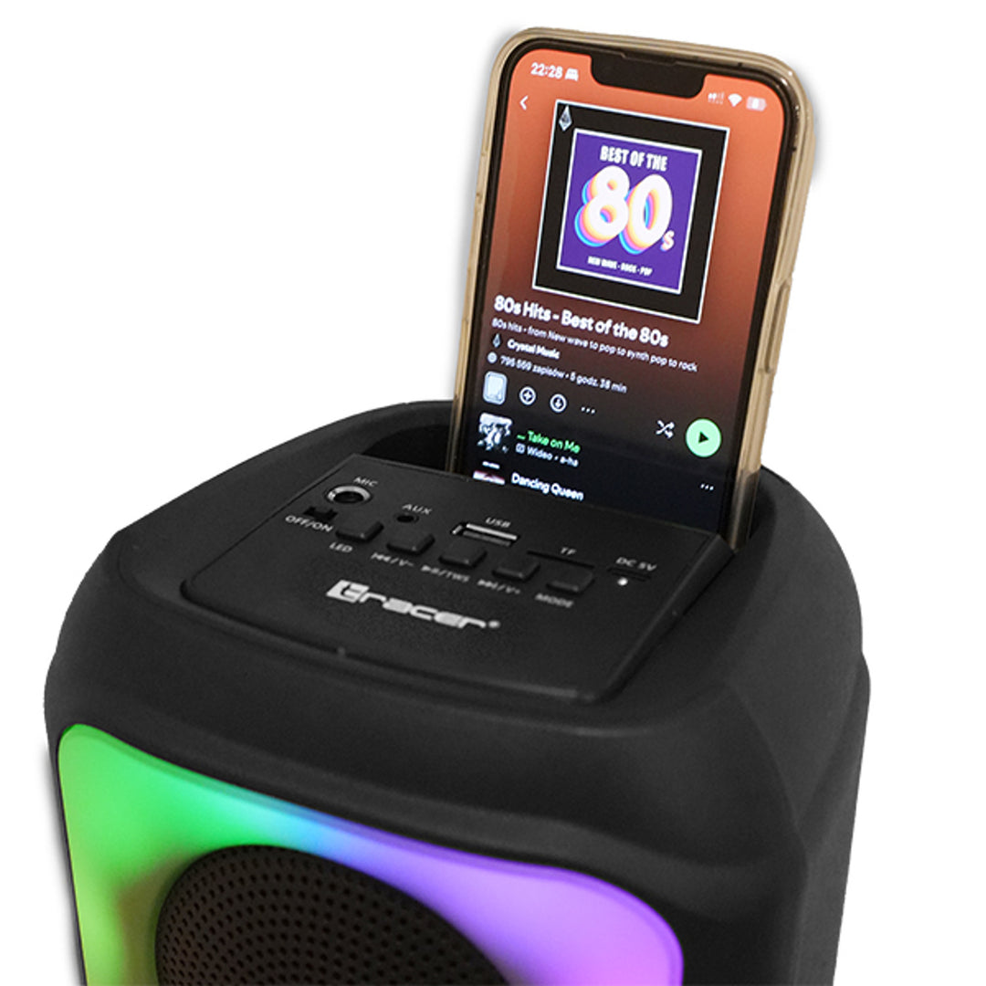 Tracer vezeték nélküli hangszóró, Bluetooth 5.0, 20 W RMS teljesítmény, karaoke mód, mikrofon, Powervox P2 TWS