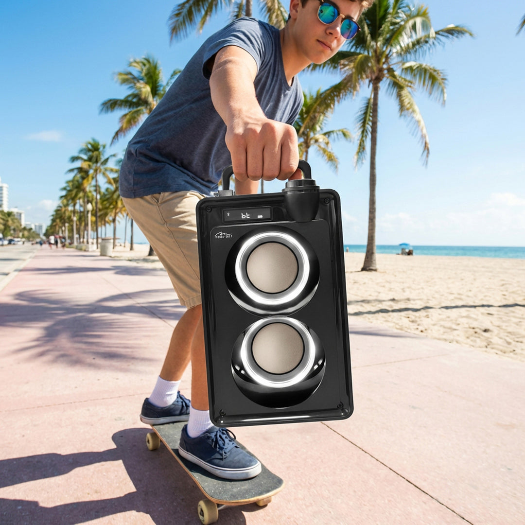 OVERBOX MT3186 hordozható Bluetooth-hangszóró, FM-rádió, SD-kártya- és USB-támogatás, 30 W RMS teljesítmény, Mediatech