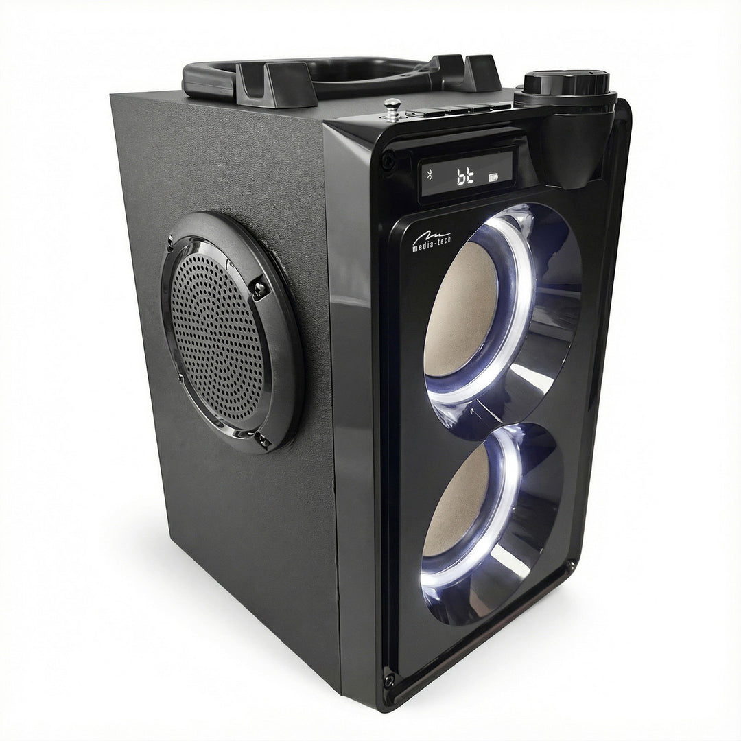 OVERBOX MT3186 hordozható Bluetooth-hangszóró, FM-rádió, SD-kártya- és USB-támogatás, 30 W RMS teljesítmény, Mediatech