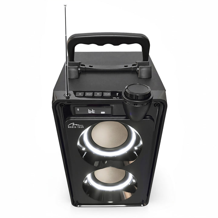 OVERBOX MT3186 hordozható Bluetooth-hangszóró, FM-rádió, SD-kártya- és USB-támogatás, 30 W RMS teljesítmény, Mediatech