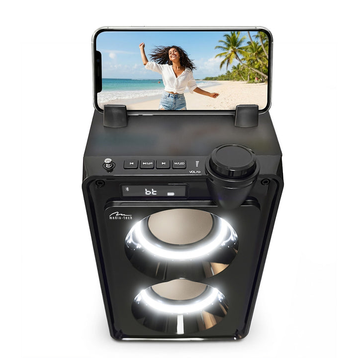 OVERBOX MT3186 hordozható Bluetooth-hangszóró, FM-rádió, SD-kártya- és USB-támogatás, 30 W RMS teljesítmény, Mediatech