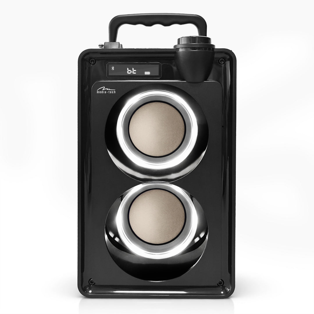 OVERBOX MT3186 hordozható Bluetooth-hangszóró, FM-rádió, SD-kártya- és USB-támogatás, 30 W RMS teljesítmény, Mediatech