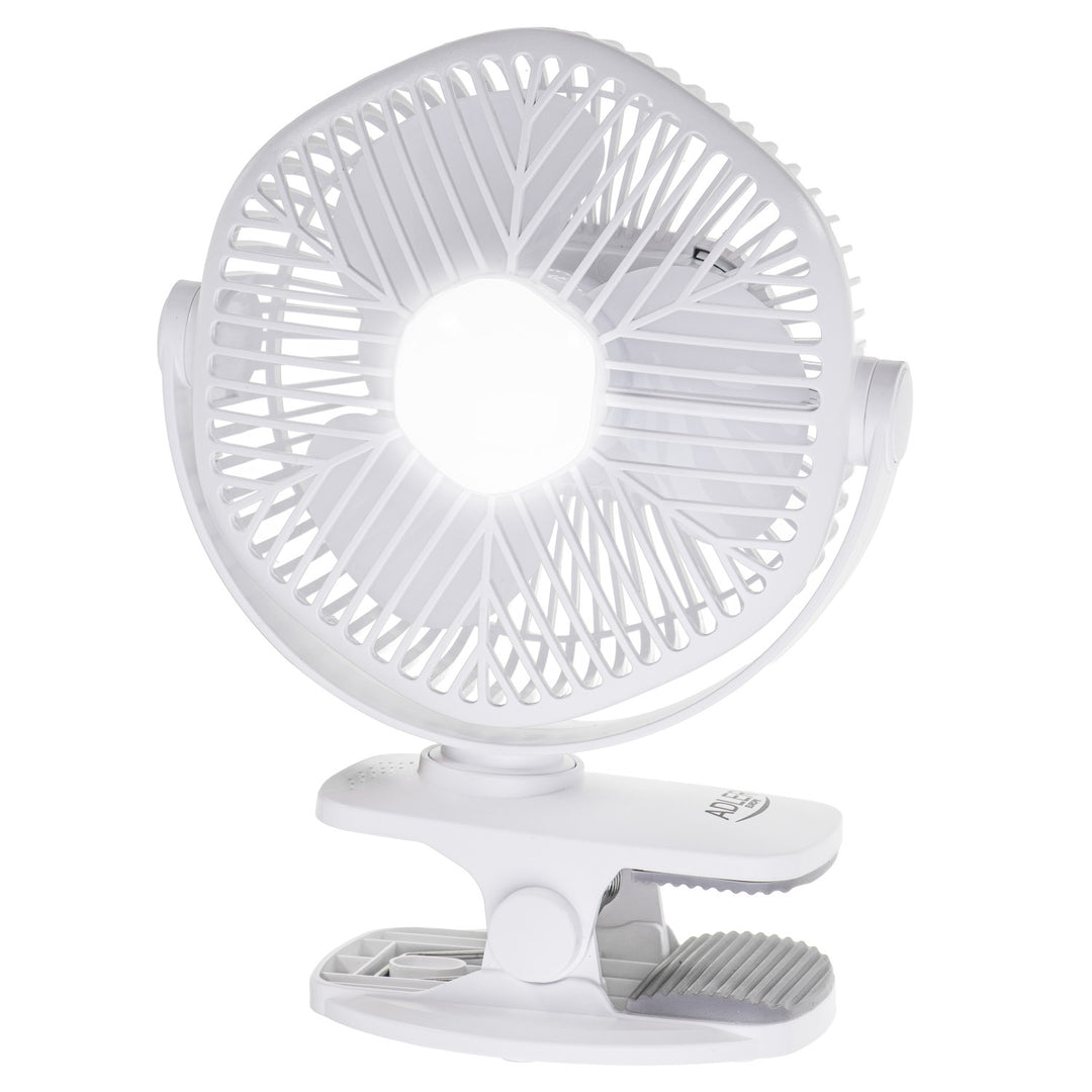 5"/12,7 cm-es akkumulátoros ventilátor klipsszel – USB / LED, AD 7335, Adler