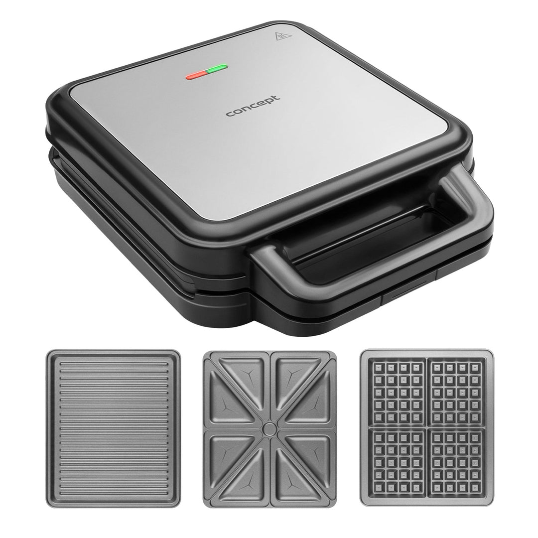 Concept szendvicssütő, három cserélhető sütőlap, 1200 W teljesítmény, tapadásmentes felület, jelzőfény, SV3080