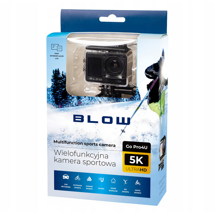 Pro4U 5K Blow sportkamera, 5K Ultra HD felbontás, 20 megapixeles, 160°-os széles látószögű objektív, vízálló, távirányító, 78-568#