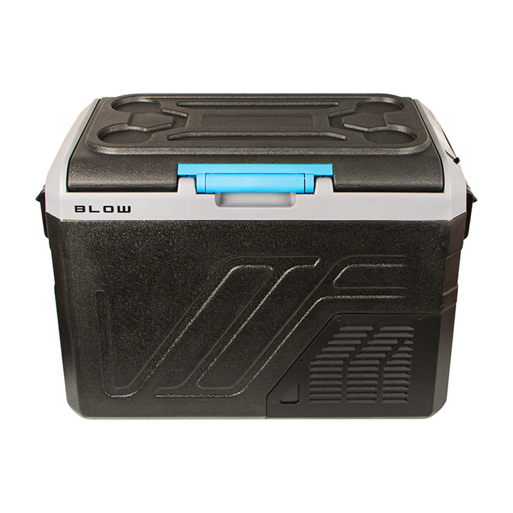 Blow kompresszoros autós hűtőtáska, 35 literes űrtartalom, érintőképernyős vezérlőpanel, 12 V, 24 V és 230 V, USB-C csatlakozó, 44-208#