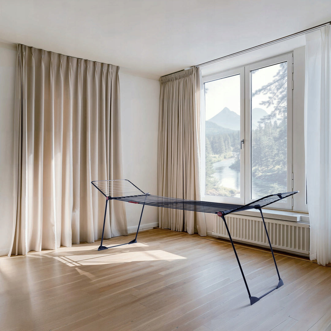 Vileda Infinity Flex Ultimate ruhaszárító, fekete színű, akár 30 m szárítófelület, kihúzható, megemelt állvány, ruhafogók, beépített görgők, 179620