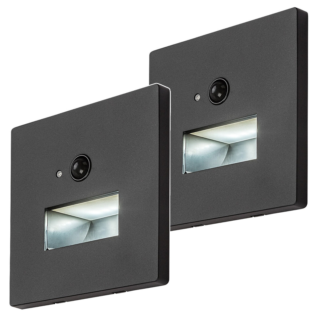Lunca LED-lámpa, 1 W, IP20, fekete, 3000, 4500, 6500 K, mozgásérzékelő, fényérzékelő, 77197, 2 darab