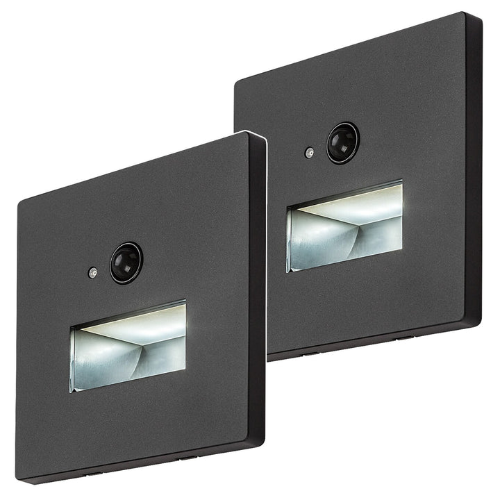 Lunca LED-lámpa, 1 W, IP20, fekete, 3000, 4500, 6500 K, mozgásérzékelő, fényérzékelő, 77197, 2 darab