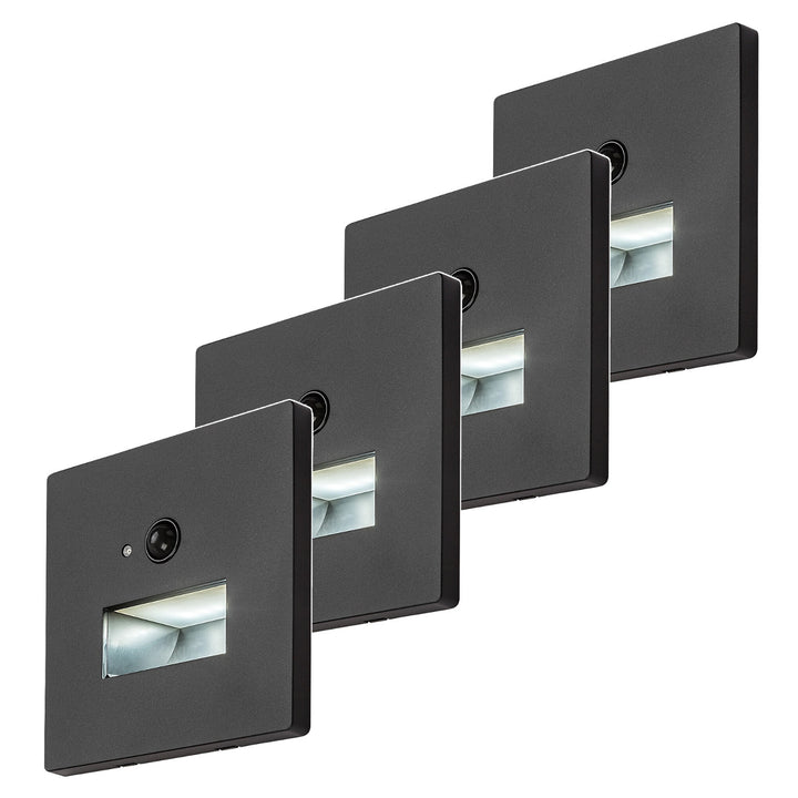 Lunca LED-lámpa, 1 W, IP20, fekete, 3000, 4500, 6500 K, mozgásérzékelő, fényérzékelő, 77197, 4 darab