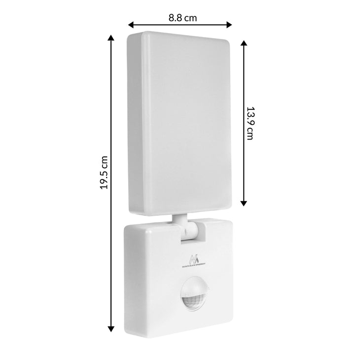 Maclean mozgásérzékelős LED-lámpa, PIR mozgásérzékelő, fehér színű, 10 W, IP65, 800 lm, semleges fehér fény (4000 K) MCE516 W, 2 darab