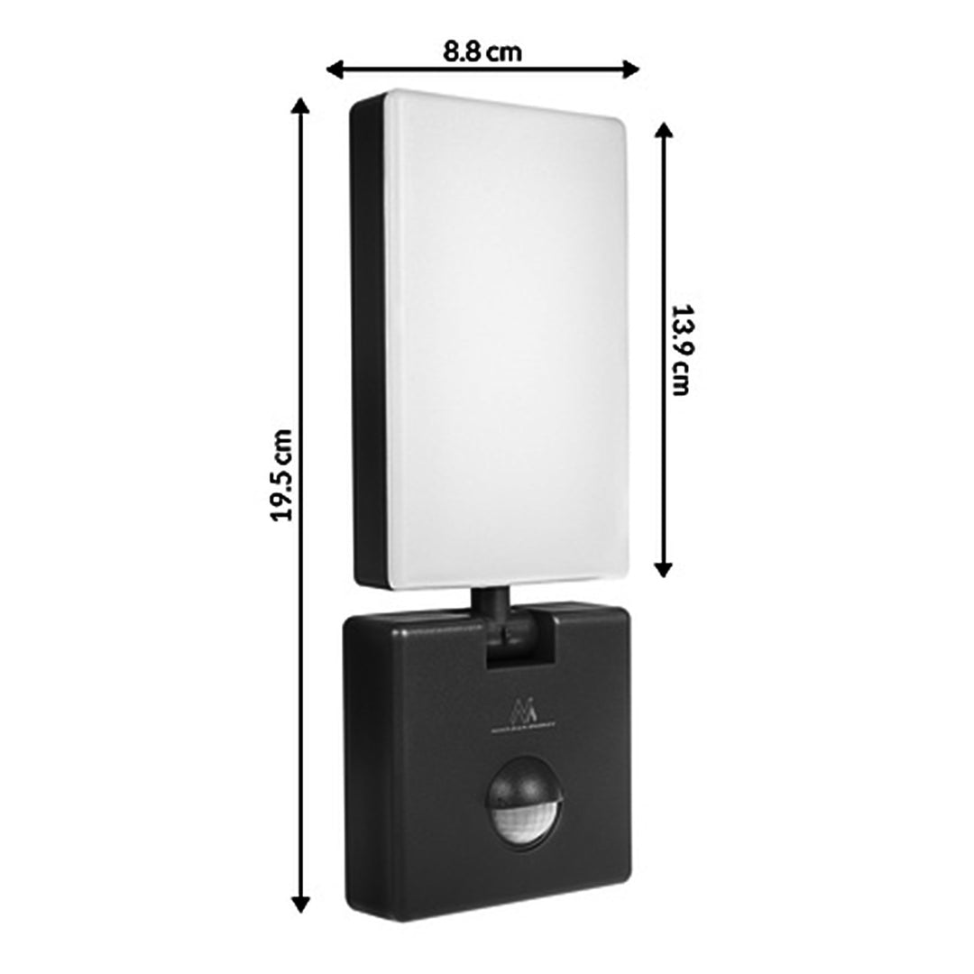 Maclean mozgásérzékelős LED-lámpa, PIR mozgásérzékelő, fekete színű, 10 W, IP65, 800 lm, semleges fehér fény (4000 K) MCE516 B, 2 darab
