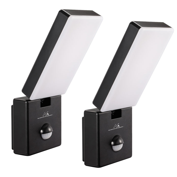 Maclean mozgásérzékelős LED-lámpa, PIR mozgásérzékelő, fekete színű, 10 W, IP65, 800 lm, semleges fehér fény (4000 K) MCE516 B, 2 darab