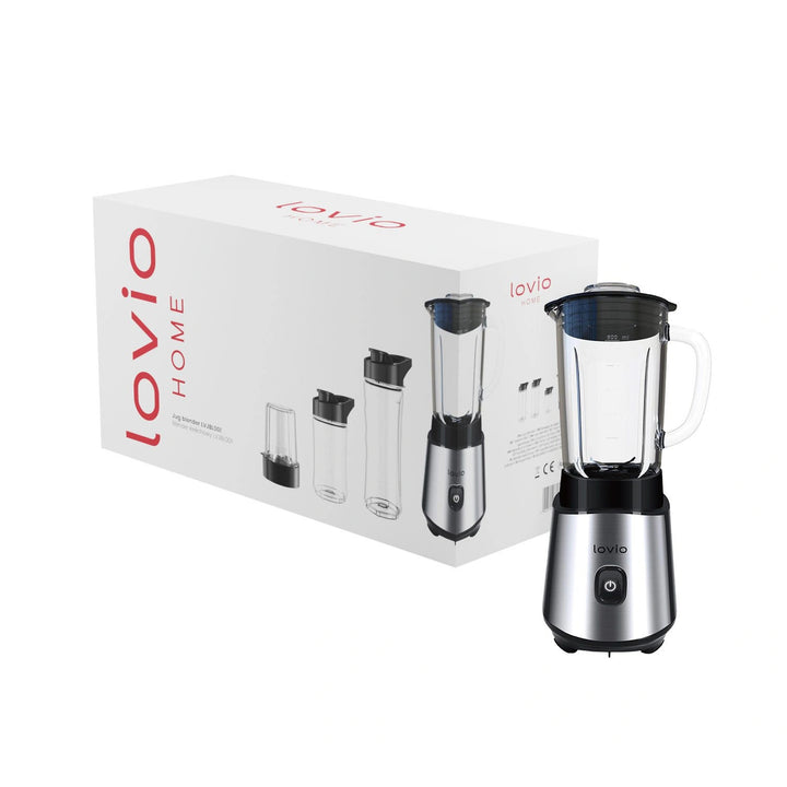 LOVIO LVJBL001 turmixgép, 500 W teljesítmény, 600 ml-es üvegpohár, 3 palack