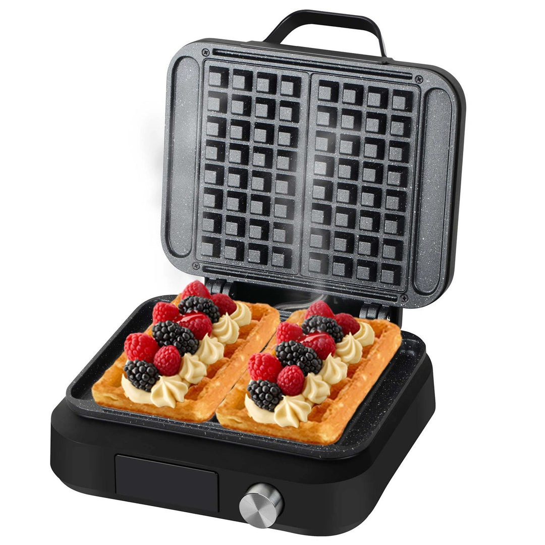 LOVIO PerfectCrisp gofrisütő, 2 nagy gofri, 1500 W, 6 sütési fokozat, LVWF002BK