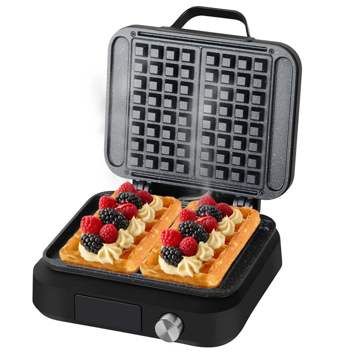 LOVIO PerfectCrisp gofrisütő, 2 nagy gofri, 1500 W, 6 sütési fokozat, LVWF002BK