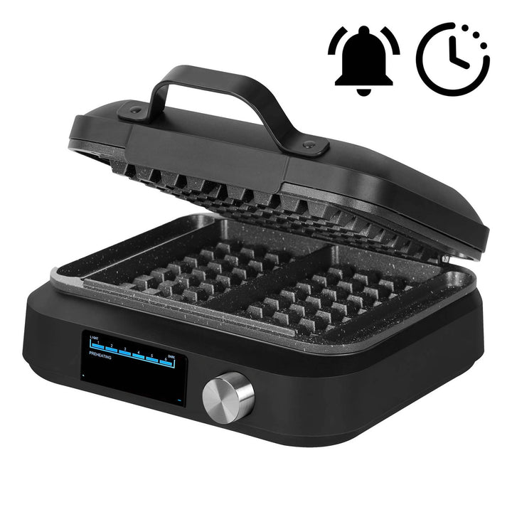 LOVIO PerfectCrisp gofrisütő, 2 nagy gofri, 1500 W, 6 sütési fokozat, LVWF002BK