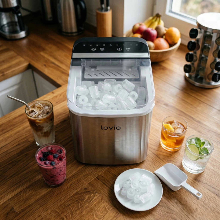 Lovio Crystal Ice Plus háztartási jégkészítő, acél, ezüst színű, gyors jégkészítés