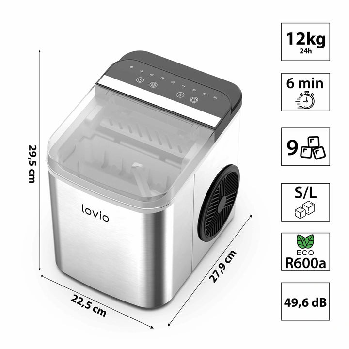 Lovio Crystal Ice Plus háztartási jégkészítő, acél, ezüst színű, gyors jégkészítés