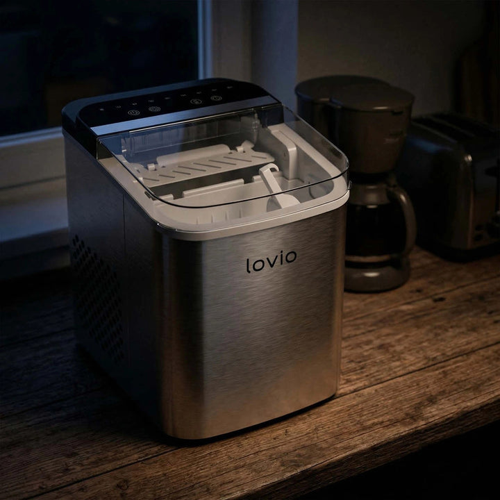 Lovio Crystal Ice Plus háztartási jégkészítő, acél, ezüst színű, gyors jégkészítés