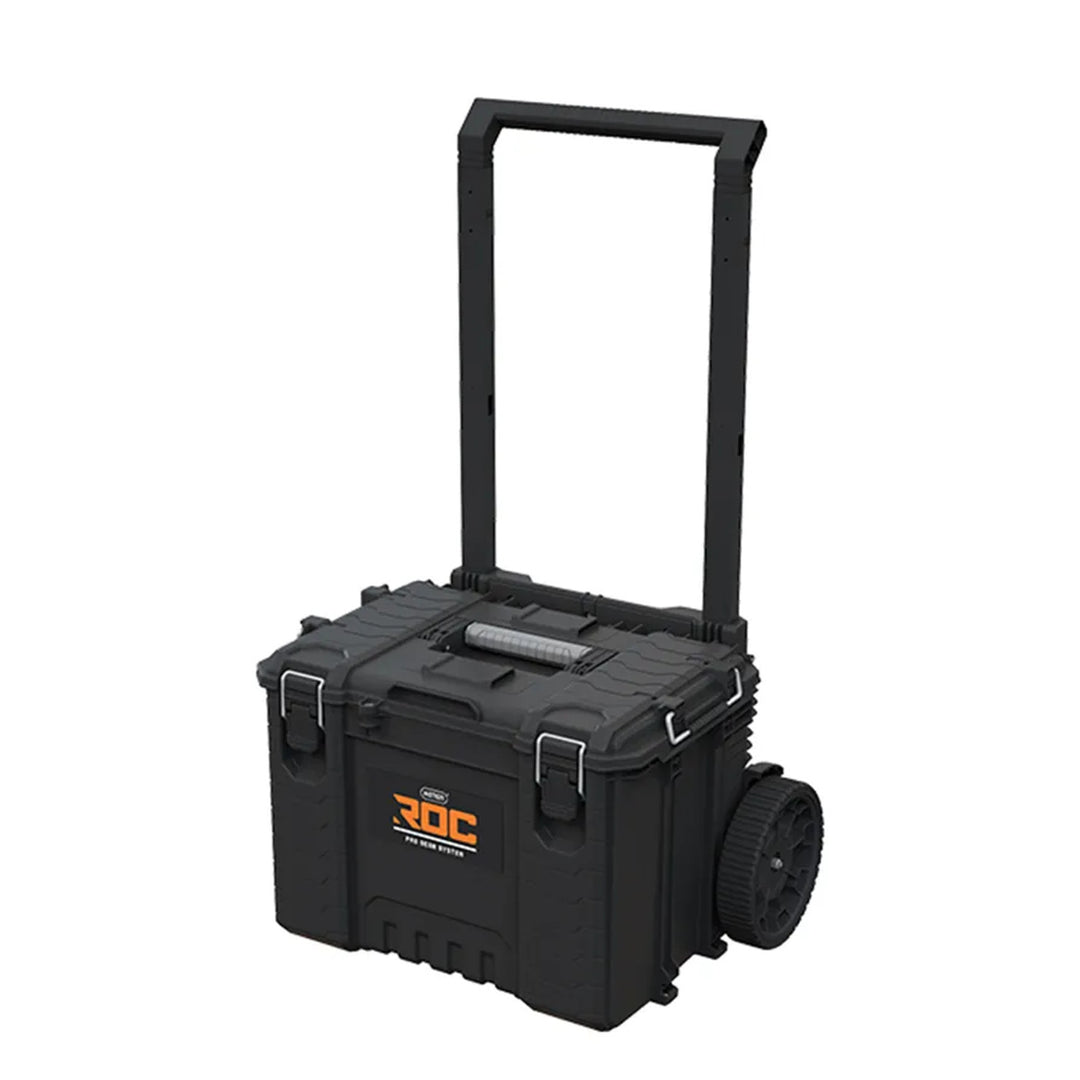 3 darabos Keter ROC Pro Gear 2.0 szerszámos láda szett, összesen 110 literes űrtartalom, IP65 védelem, leszerelhető teleszkópos fogantyú, lakatolási lehetőség, 256982