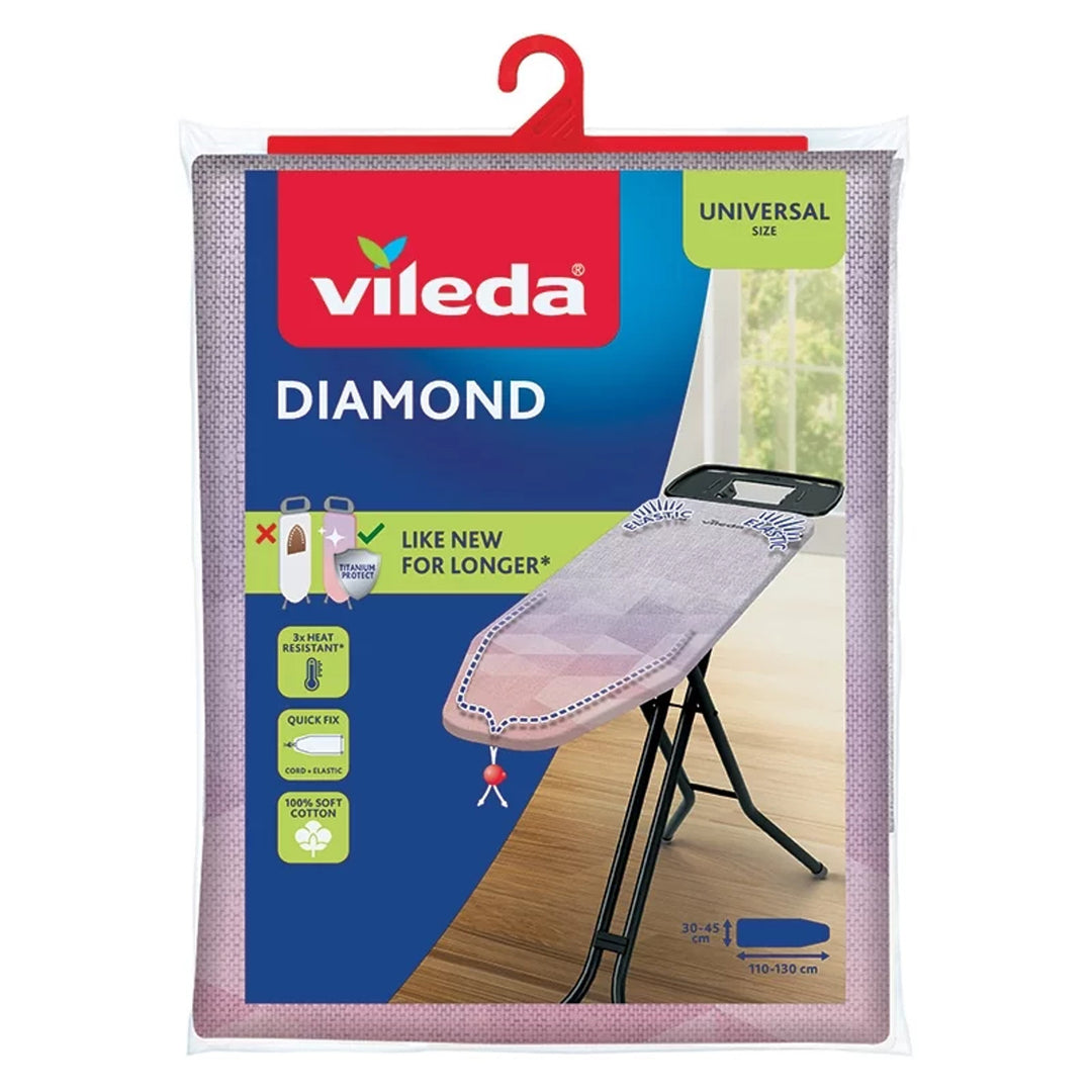 Vileda Diamond vasalódeszka-huzat, hossza 110–130 cm, magas hőmérsékletnek ellenálló, Quick Fix rendszer, 142468