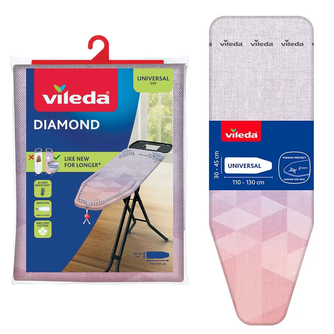 Vileda Diamond vasalódeszka-huzat, hossza 110–130 cm, magas hőmérsékletnek ellenálló, Quick Fix rendszer, 142468