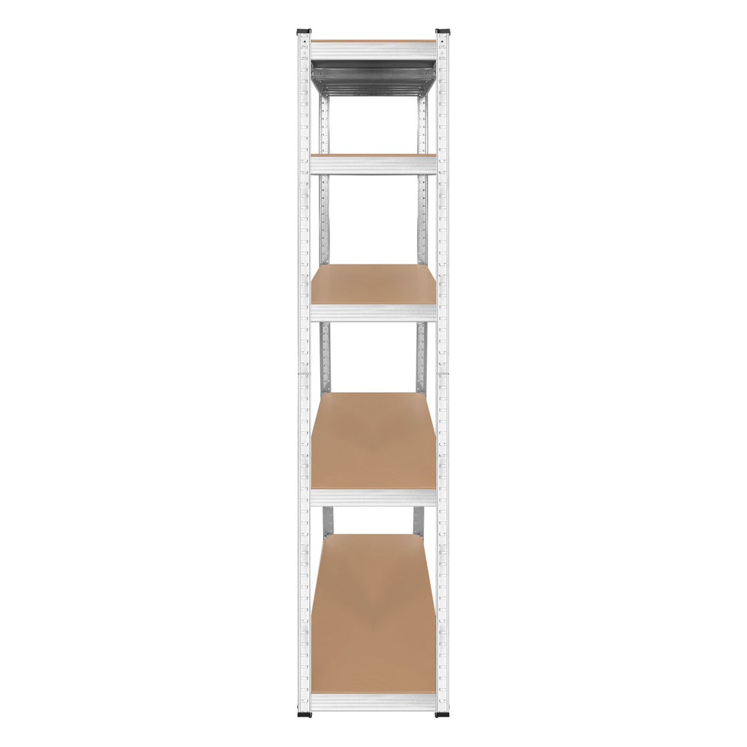Fém raktári polcos szekrény, 5 polccal, maximális terhelhetőség 750 kg, 180x90x40, ezüst színű, Rebel