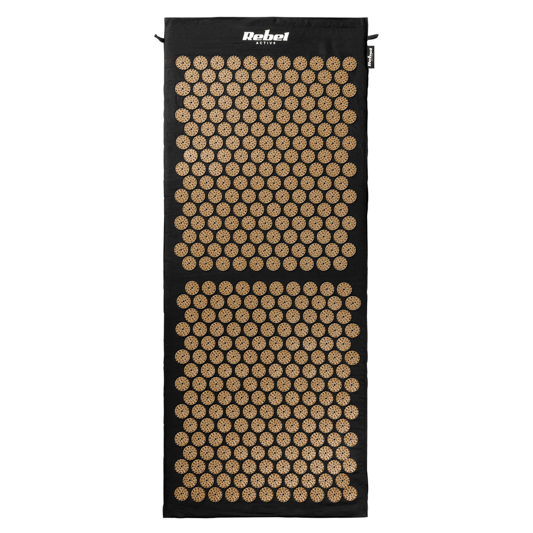 Akupresszúrás tüskés egészségügyi szőnyeg párnával, 110x42 cm, XL, arany tüskék, Rebel Active
