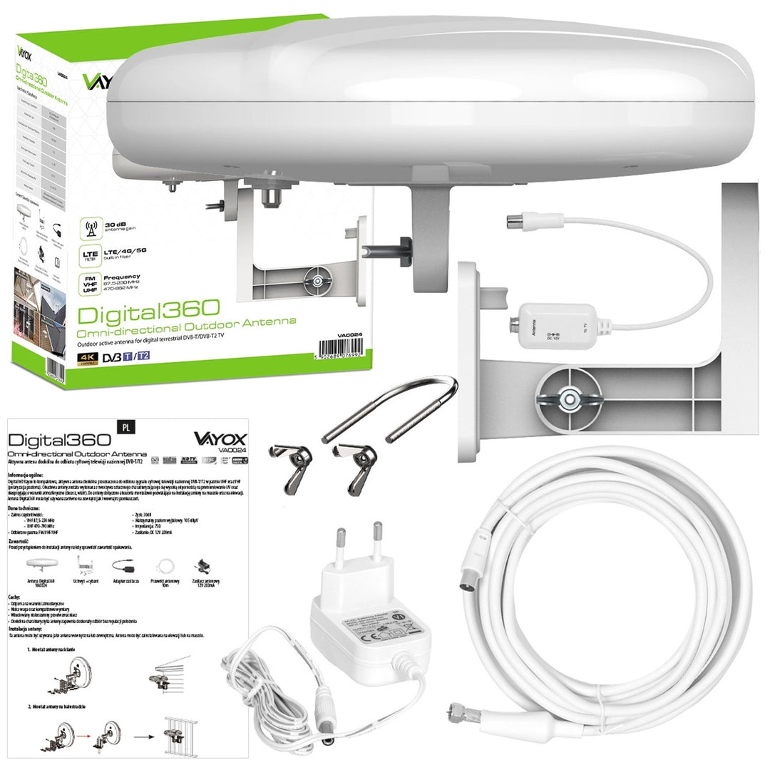 Digital360 4G LTE FM VHF UHF VA0024 Vayox kültéri antenna