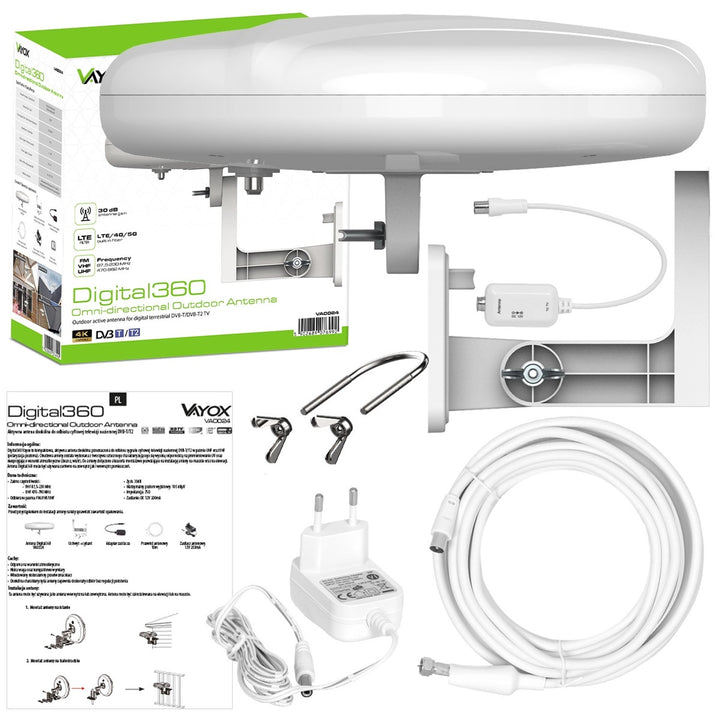 Digital360 4G LTE FM VHF UHF VA0024 Vayox kültéri antenna