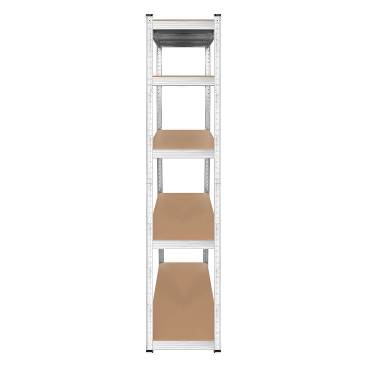 Fém raktári polcos szekrény, 5 polccal, maximális terhelhetőség 750 kg, 180x90x40, ezüst színű Rebel, 2 darab