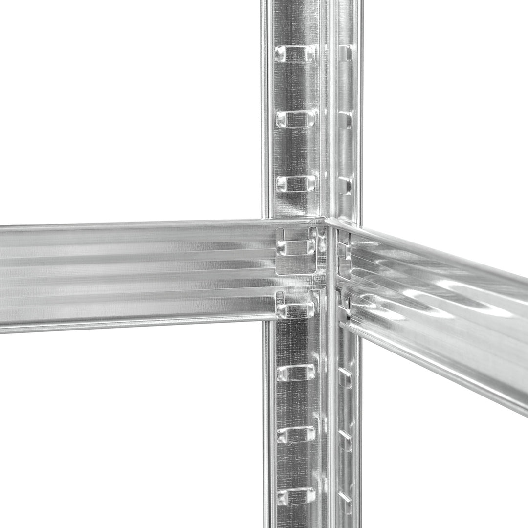 Fém raktári polcos szekrény, 5 polccal, maximális terhelhetőség 750 kg, 180x90x40, ezüst színű Rebel, 2 darab