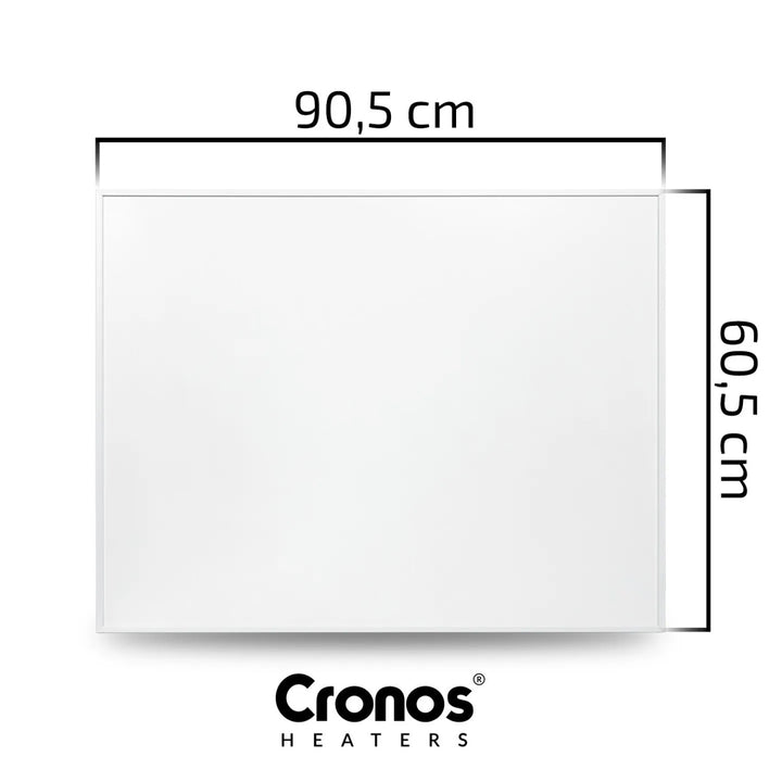 Cronos Graphene infravörös fűtőpanel, 580 W teljesítmény, fehér szín, 16 m²-es helyiséget fűti, távirányítóval, PRO CGP-580TWP