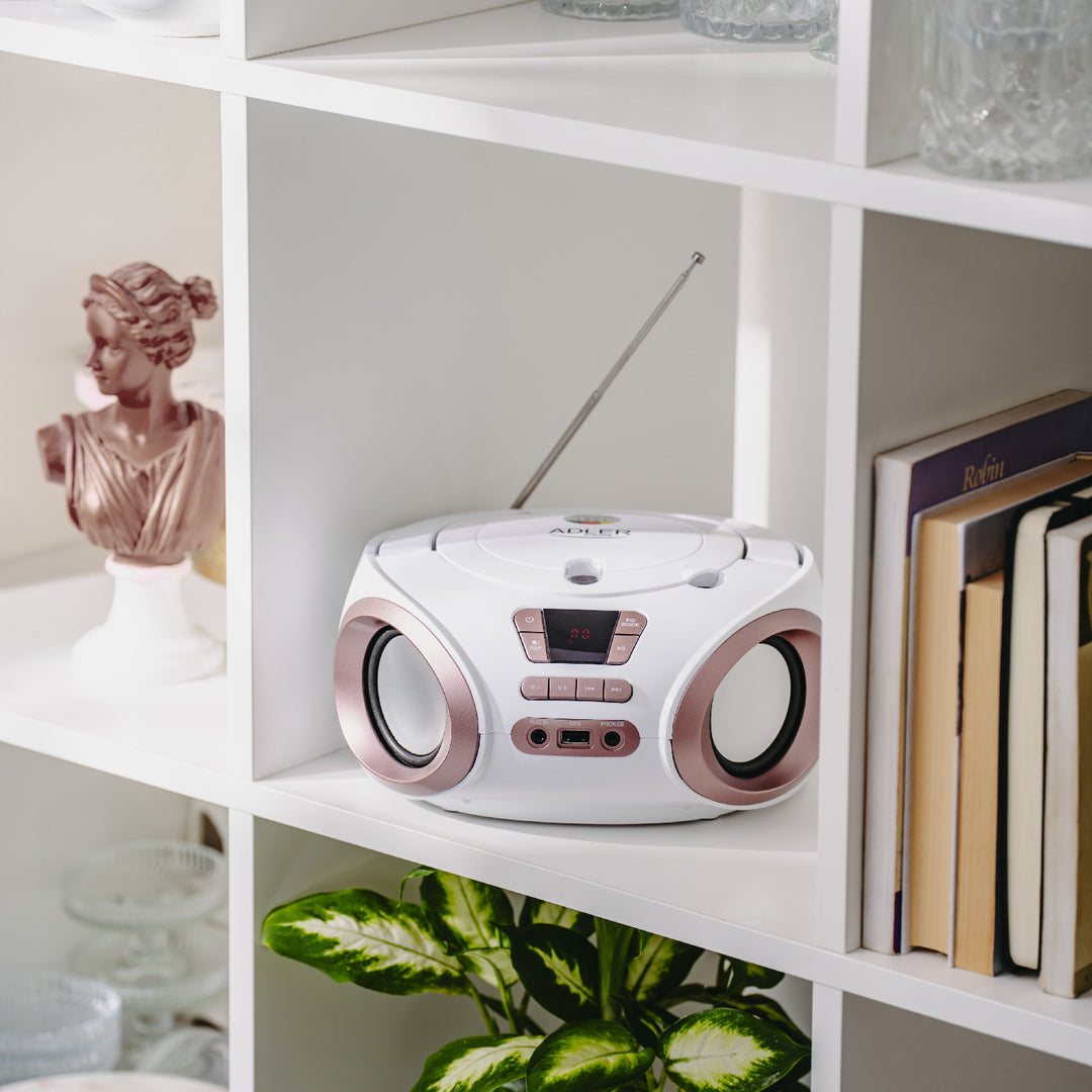 Boombox rádió CD-MP3, USB, FM rádió, AUX, fejhallgató-csatlakozó, Adler, AD 1181