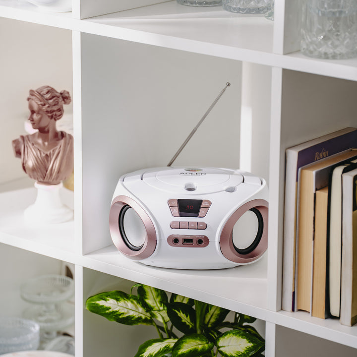 Boombox rádió CD-MP3, USB, FM rádió, AUX, fejhallgató-csatlakozó, Adler, AD 1181