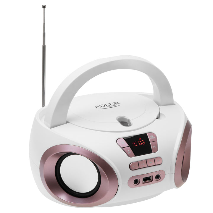 Boombox rádió CD-MP3, USB, FM rádió, AUX, fejhallgató-csatlakozó, Adler, AD 1181