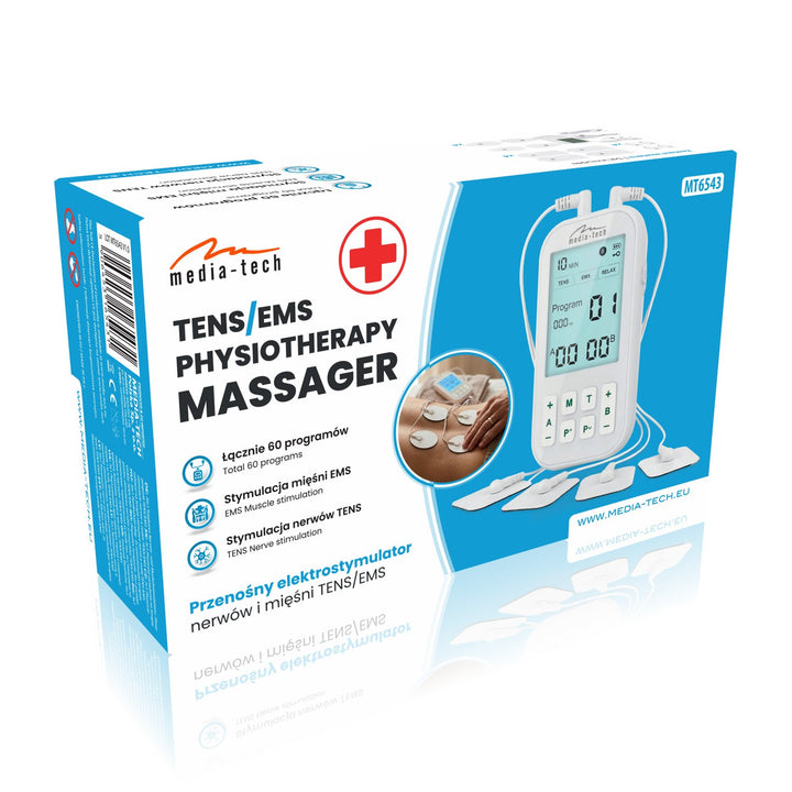 Masszírozó és izomelektrostimulátor, TENS/EMS, 3-in-1 stimuláció, Mediatech, MT6543