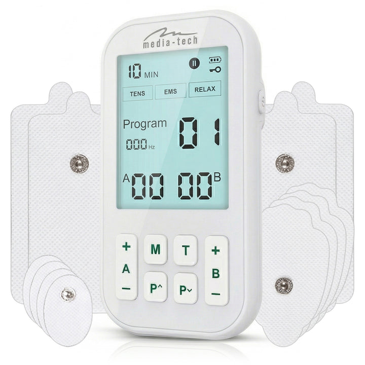 Masszírozó és izomelektrostimulátor, TENS/EMS, 3-in-1 stimuláció, Mediatech, MT6543