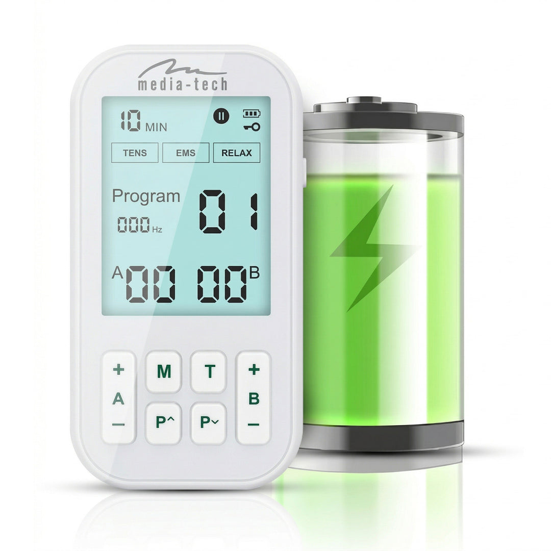 Masszírozó és izomelektrostimulátor, TENS/EMS, 3-in-1 stimuláció, Mediatech, MT6543