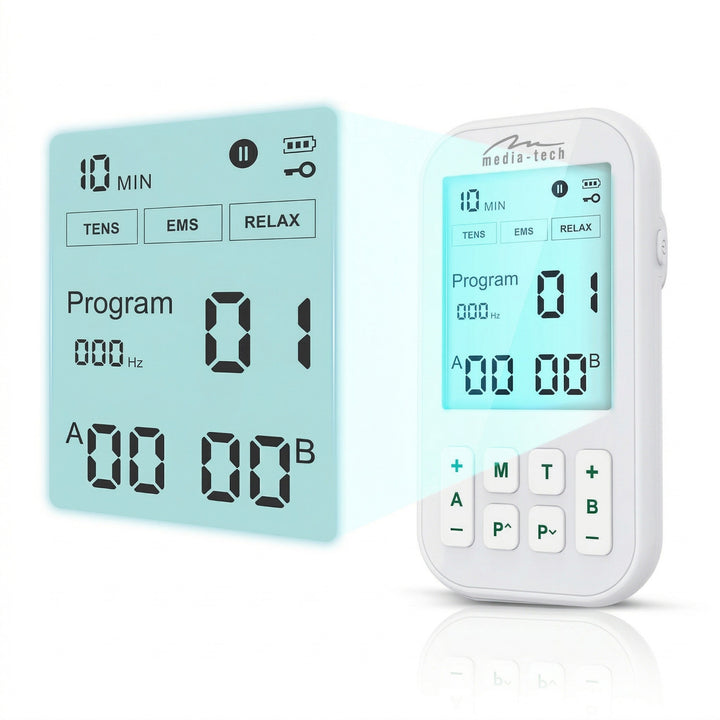 Masszírozó és izomelektrostimulátor, TENS/EMS, 3-in-1 stimuláció, Mediatech, MT6543