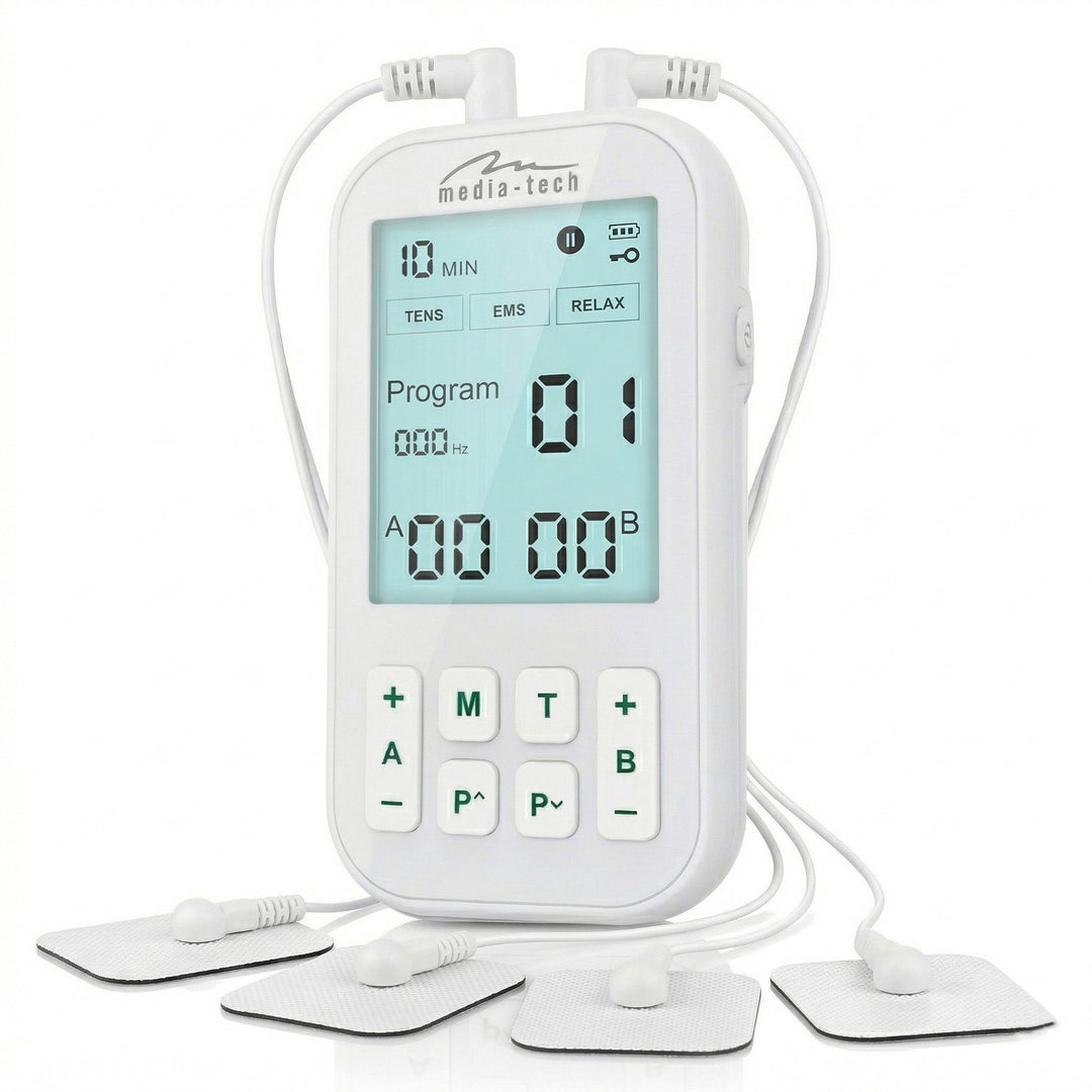 Masszírozó és izomelektrostimulátor, TENS/EMS, 3-in-1 stimuláció, Mediatech, MT6543