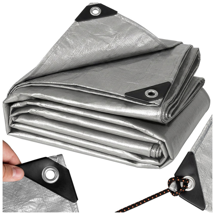 Ezüst színű ponyva, 120 g, 4x6 m, VA0476, vízálló, Vayox
