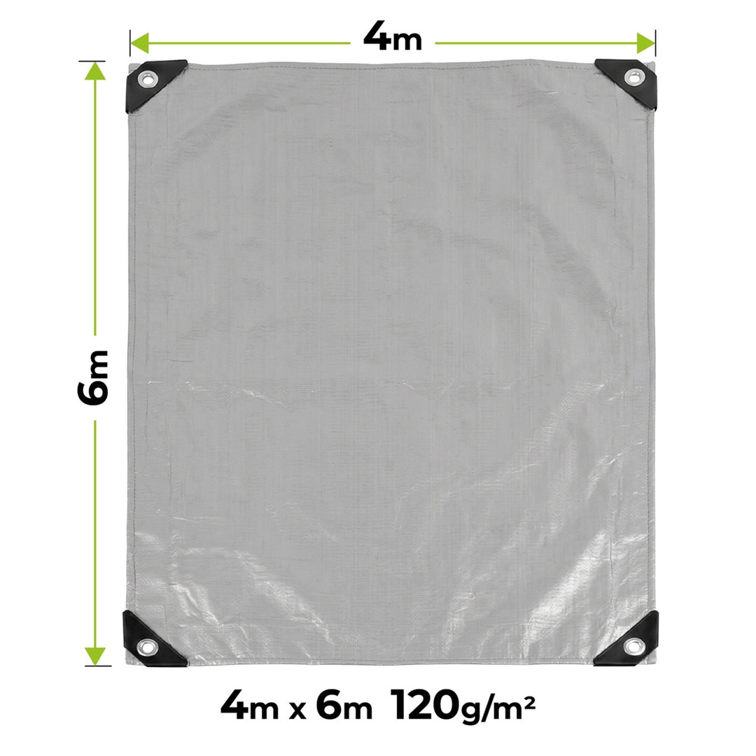 Ezüst színű ponyva, 120 g, 4x6 m, VA0476, vízálló, Vayox