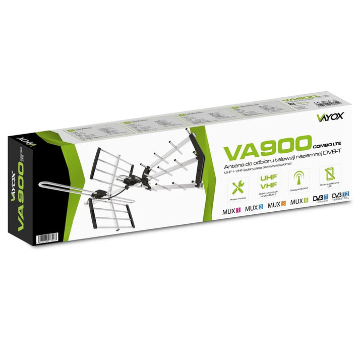 VA900 COMBO DVB-T/T2 irányított antenna LTE-szűrővel, alumíniumból, Vayox