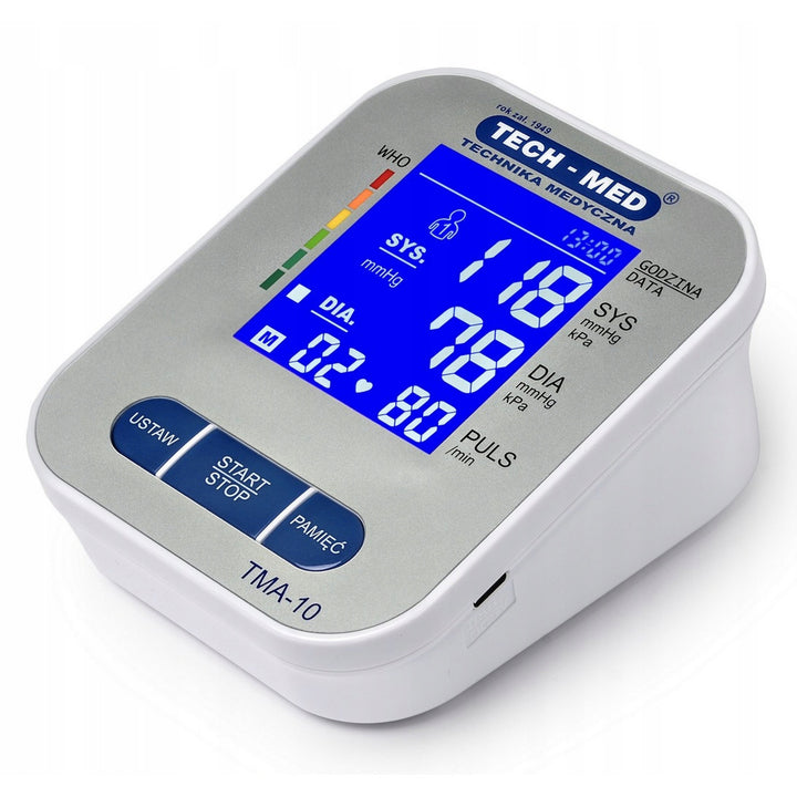Elektronikus vérnyomásmérő, háttérvilágításos kijelző, 22–32 cm-es mandzsetta, aritmia-jelző, TMA-10, Tech-Med