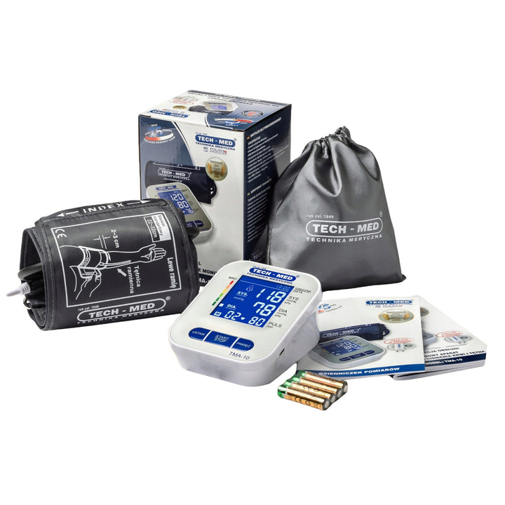 Elektronikus vérnyomásmérő, háttérvilágításos kijelző, 22–32 cm-es mandzsetta, aritmia-jelző, TMA-10, Tech-Med