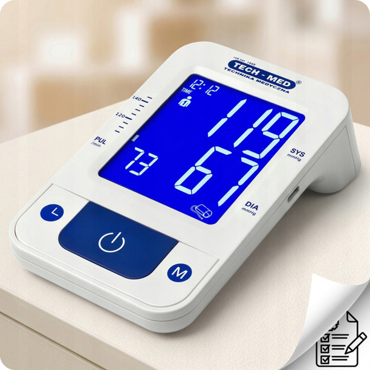 Elektronikus vérnyomásmérő, hangos visszajelzés, 22–42 cm-es mandzsetta, IHB-kijelző, TMA-CONTROL3, Techmed